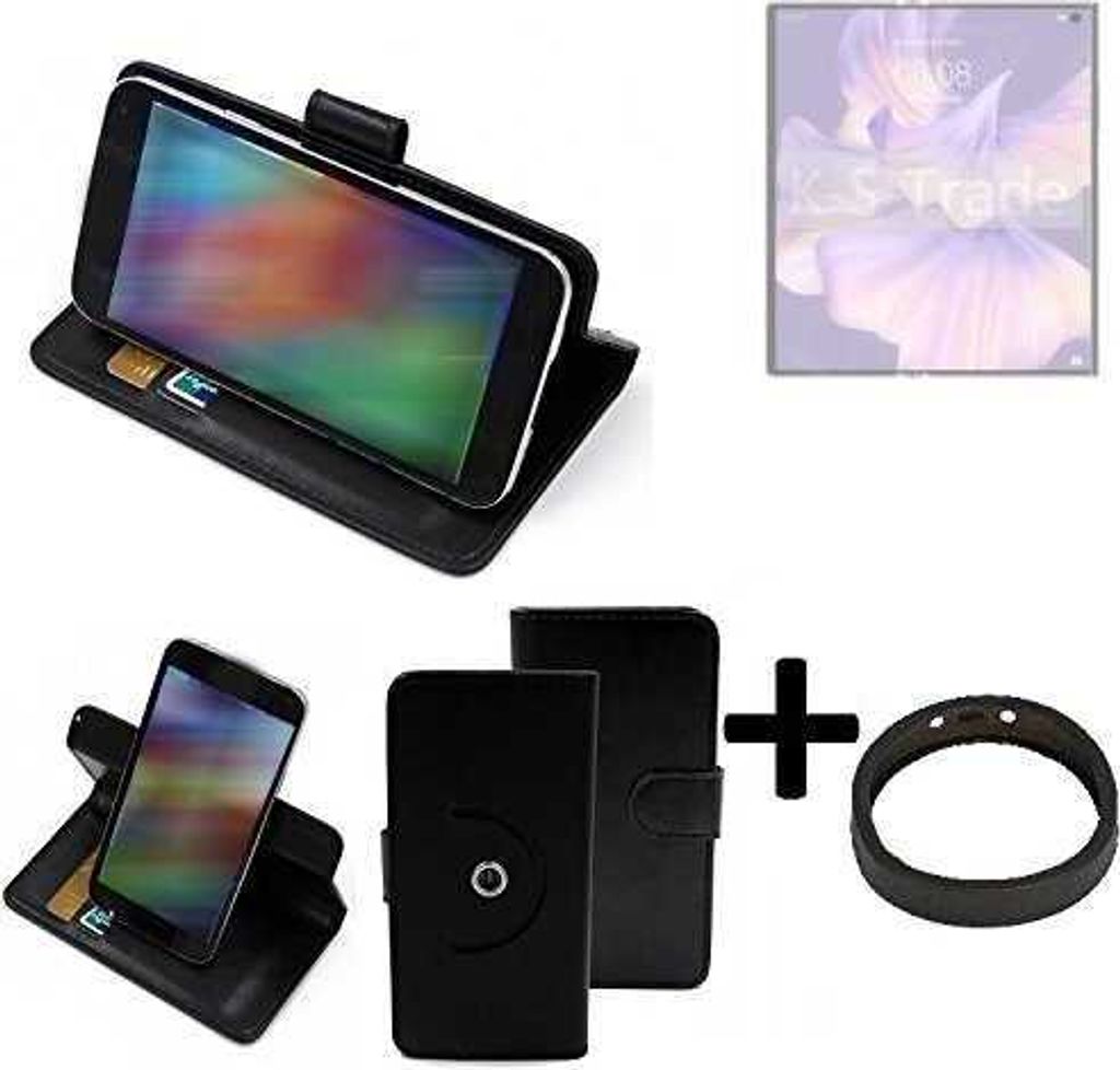 K-S-Trade Case Schutz Hülle kompatibel mit Huawei Mate Xs 2 + Bumper Handy Hülle Flipcase Smartphone Cover Handy Schutz Tasche Walletcase schwarz