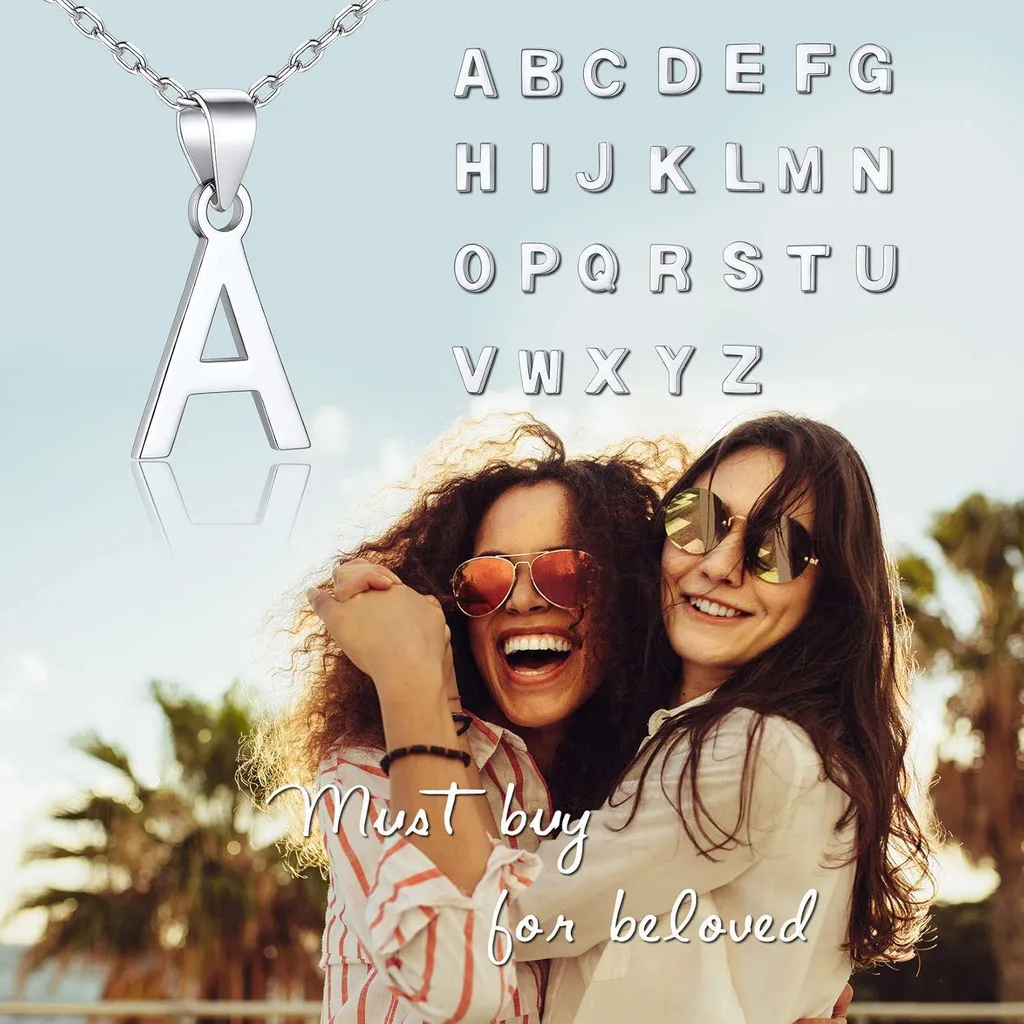 Collier argent 925 hypoallergénique avec initiale ne noircit pas - 4
