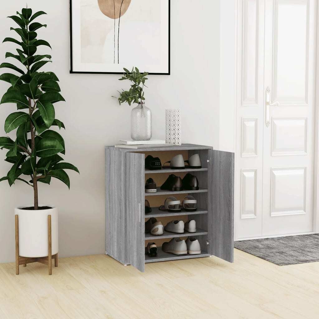The Living Store Schuhschrank Grau Sonoma 60x35x70 cm Holzwerkstoff