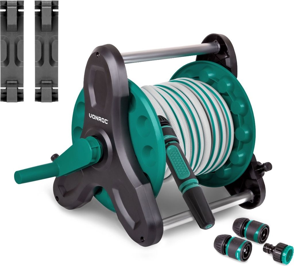 Vonroc Schlauchtrommel, komplettes Starterset - Inkl. 15 m Gartenschlauch