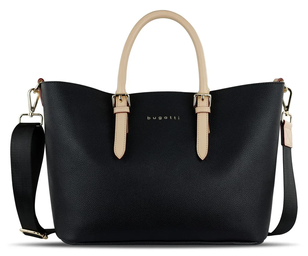 bugatti Ella Shopper Black - Sac à main cabas noir élégant pour femme
