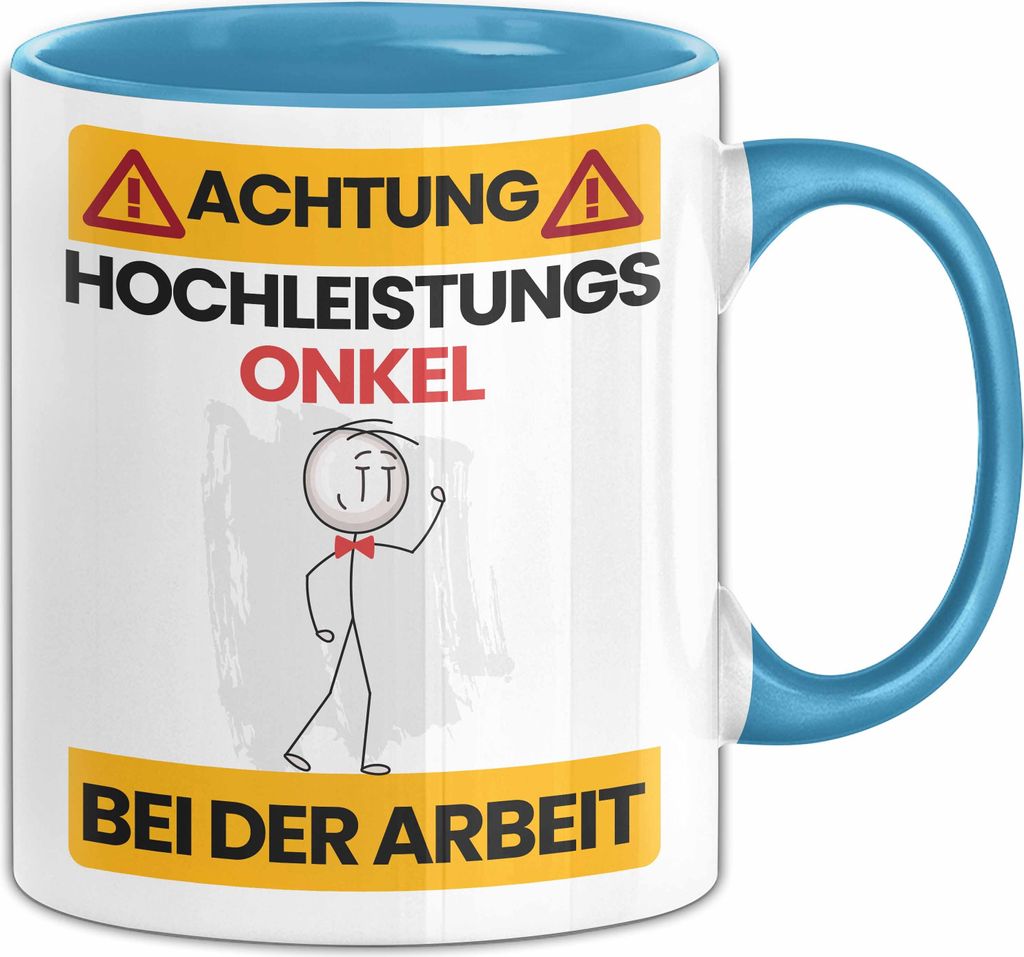 Onkel Tasse Geschenk Lustiger Spruch Geschenkidee für Onkel Achtung Hochleistungs Onkel Bei Der Arbeit (Blau)