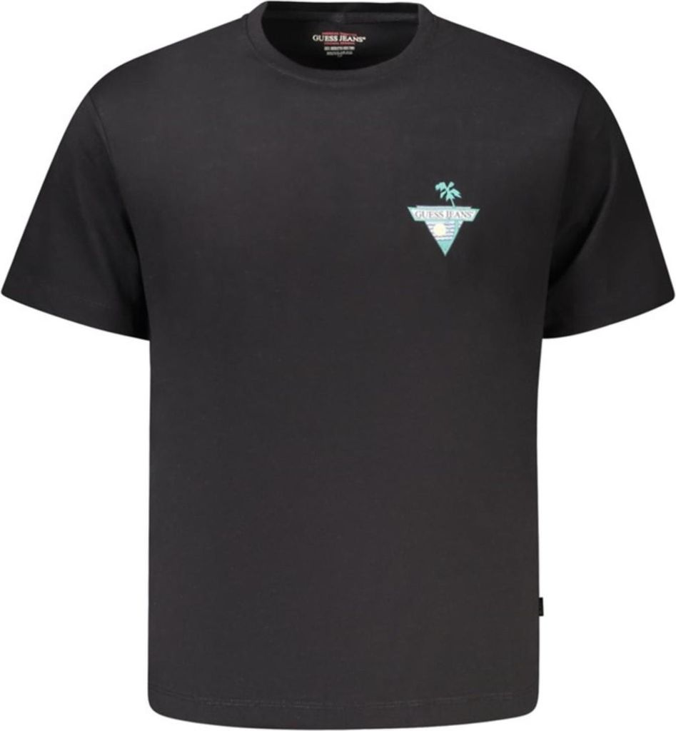 Herren Schwarz Bio-Baumwoll T-Shirt mit Logo-Druck und Rundhals, Größe: XL Farbe: Nero