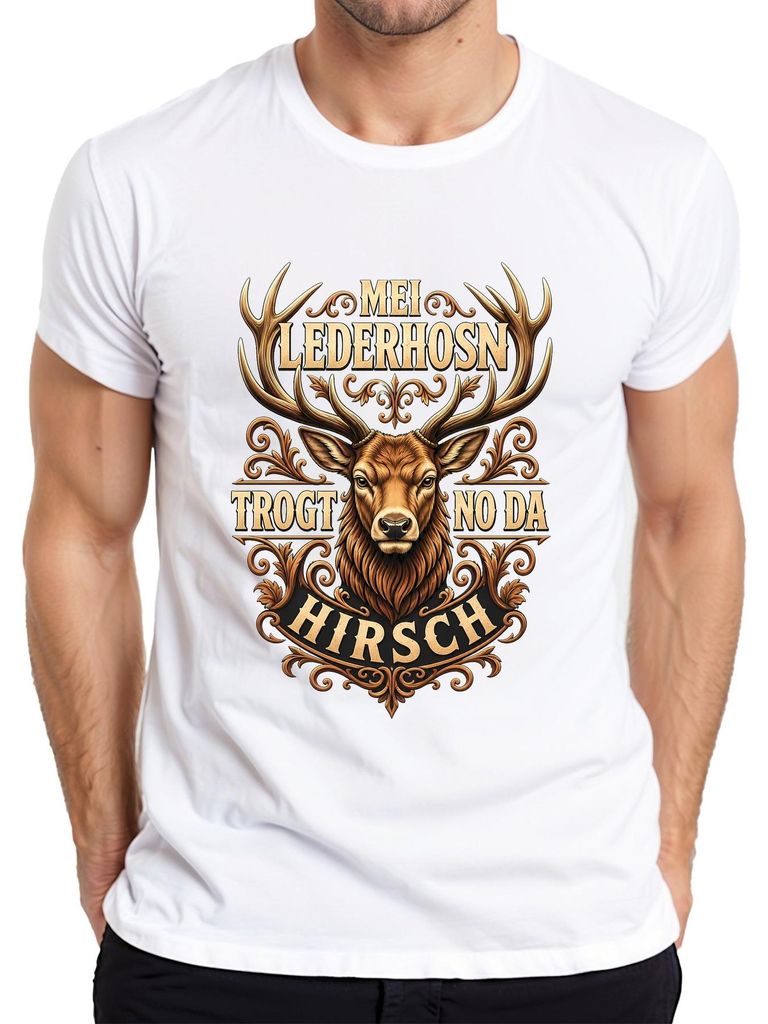 Mei Lederhosn trogt no da Hirsch Bayern Alpen Lederhose Produktbild 