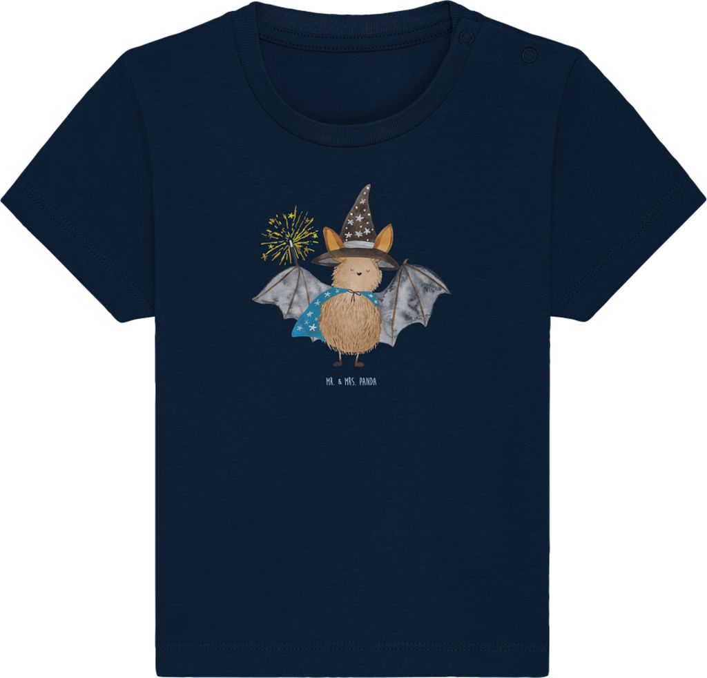 Mr. & Mrs. Panda Organic Baby Shirt Fledermaus Zauberer 12. - 18. Monat - French Navy - Geschenk, Kleinkind, , Babyshirt, Reinsteigern, Fledermäus...