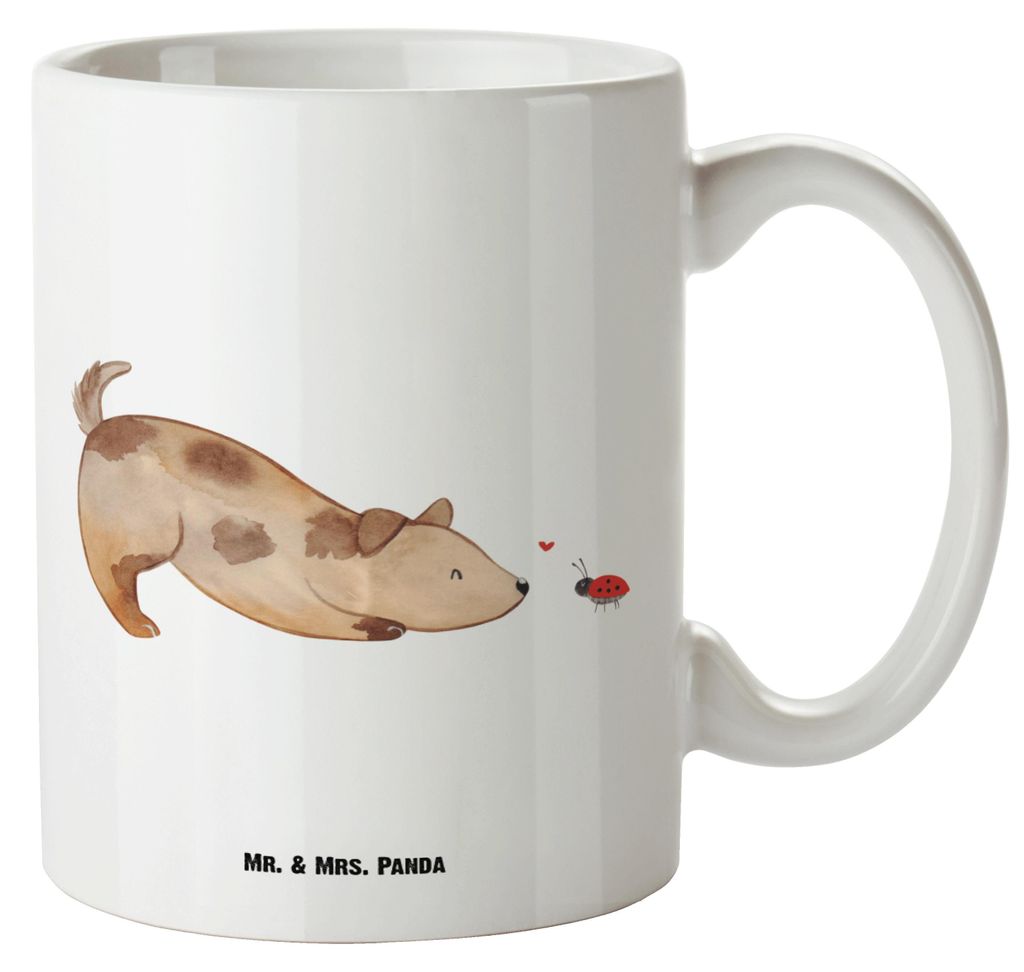 Mr. & Mrs. Panda Pott Hund Marienkäfer - Weiß - Geschenk, Große Teetasse, Haferl, Sprüche, Mischlinghund, Keramiktasse, Riesenkaffeetasse, Tass...