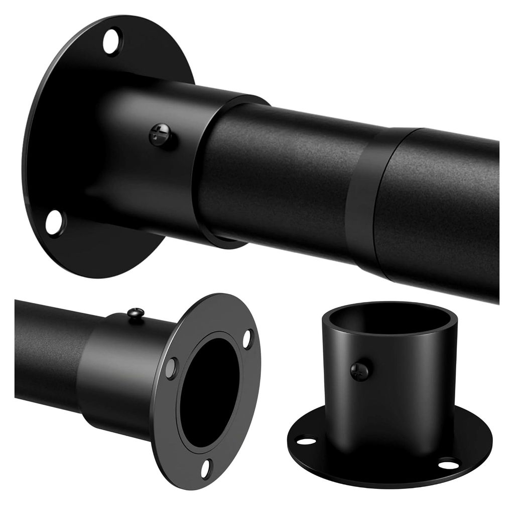 Ausziehbare Kleiderstange zur Wandmontage in Schwarz für Schränke, Garderoben und Wohnmobile, 85-235 CM / Durchmesser 32 mm