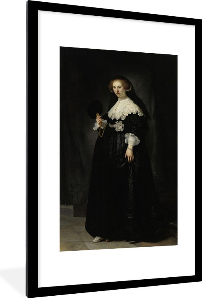 MuchoWow Gerahmtes Poster Das Hochzeitsbildnis von Oopjen Coppit - Rembrandt van Rijn 60x90 cm - Poster mit Schwarzem Bilderrahmen Wandposter Rah...
