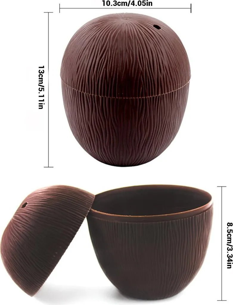 Gobelet Noix de Coco Réutilisable et Paille Fleurie - Lot de 12 Unités