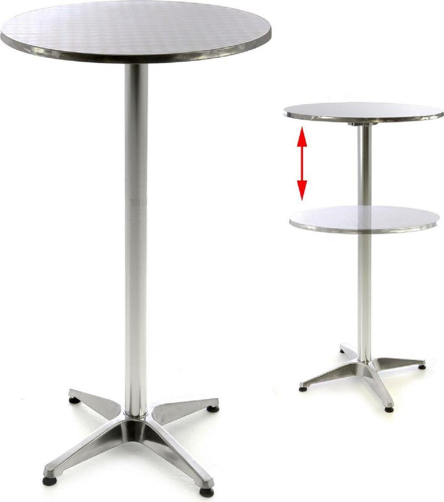 VCM Stehtisch | Bistrotisch | Edelstahl Aluminium | Ø 60cm x H110/70 cm