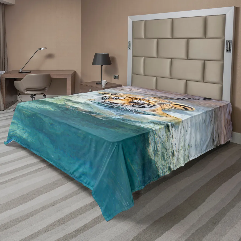 Drap de lit Tigre en tissu doux et confortable, 266x260 cm Safari