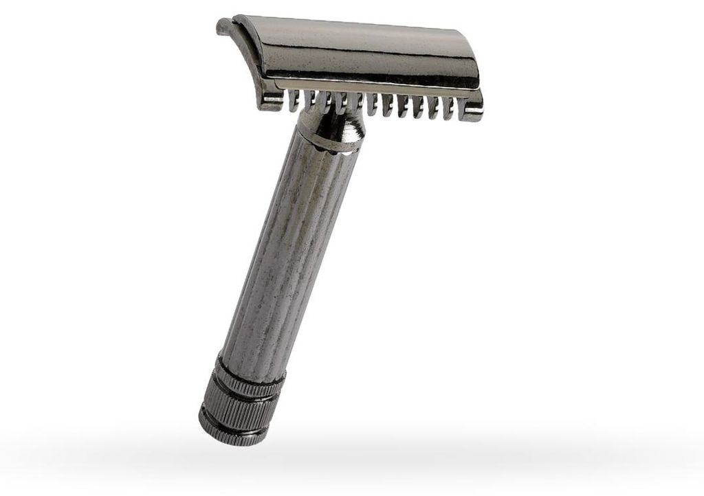 PREMAX Doppelklingen-Rasiermesser aus poliertem schwarzem Messing, 11 Zähne - RASIERMESSER - TOOL Koll. 40194 poliertes schwarzes Messing 8,5 cm -...