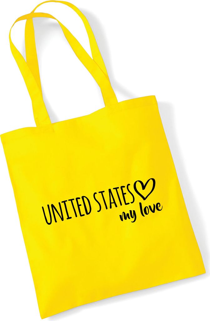 Huuraa Jutebeutel United States my love 10 Liter Yellow Baumwolle Tasche Geschenkidee