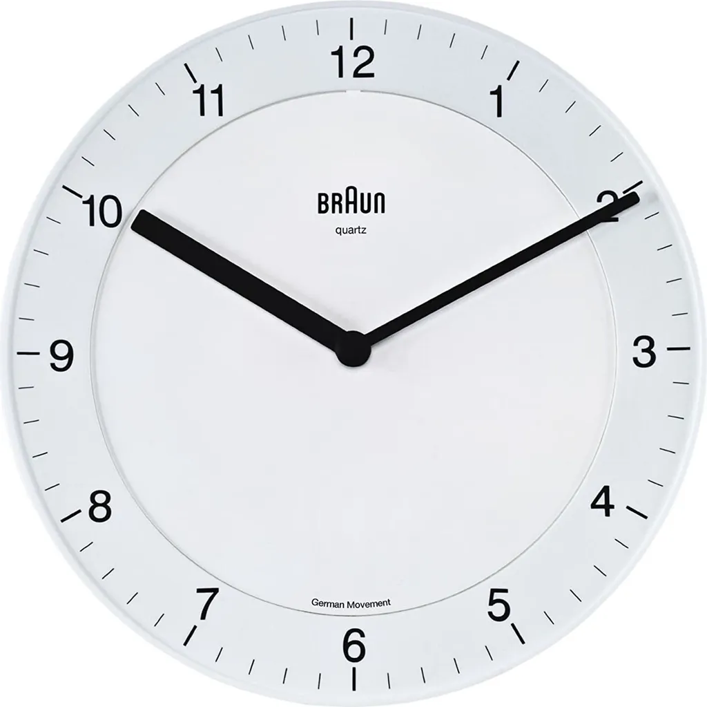 Horloge Murale Classique Braun BC06W pour une Lecture de l'Heure Claire