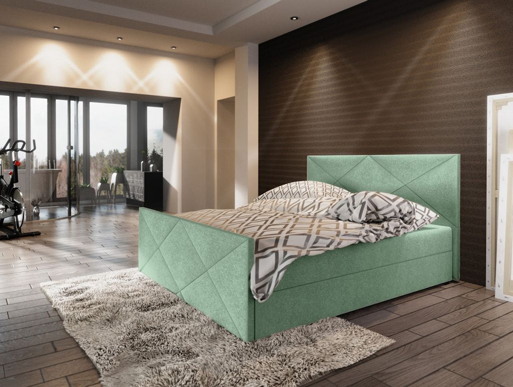 Boxspring-Doppelbett VASILISA 4 – 200x200, Hellgrün