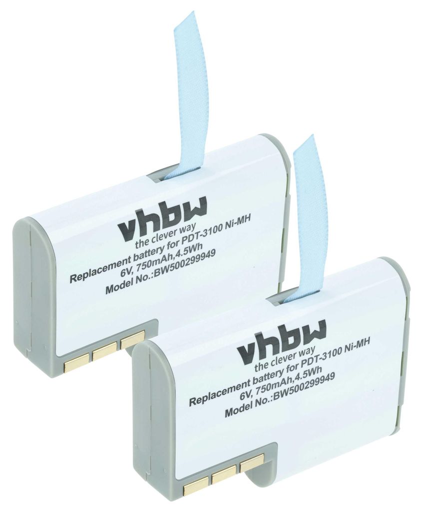 vhbw 2x Akku Ersatz für Symbol 50-14000-0, 21-36897-02, KT12599-04, KT-12596-01 für Barcodescanner POS (750 mAh, 6 V, NiMH)