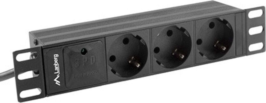 LANBERG 10" PDU-Steckdosenleiste 1U 3x Schuko C14 2m sw