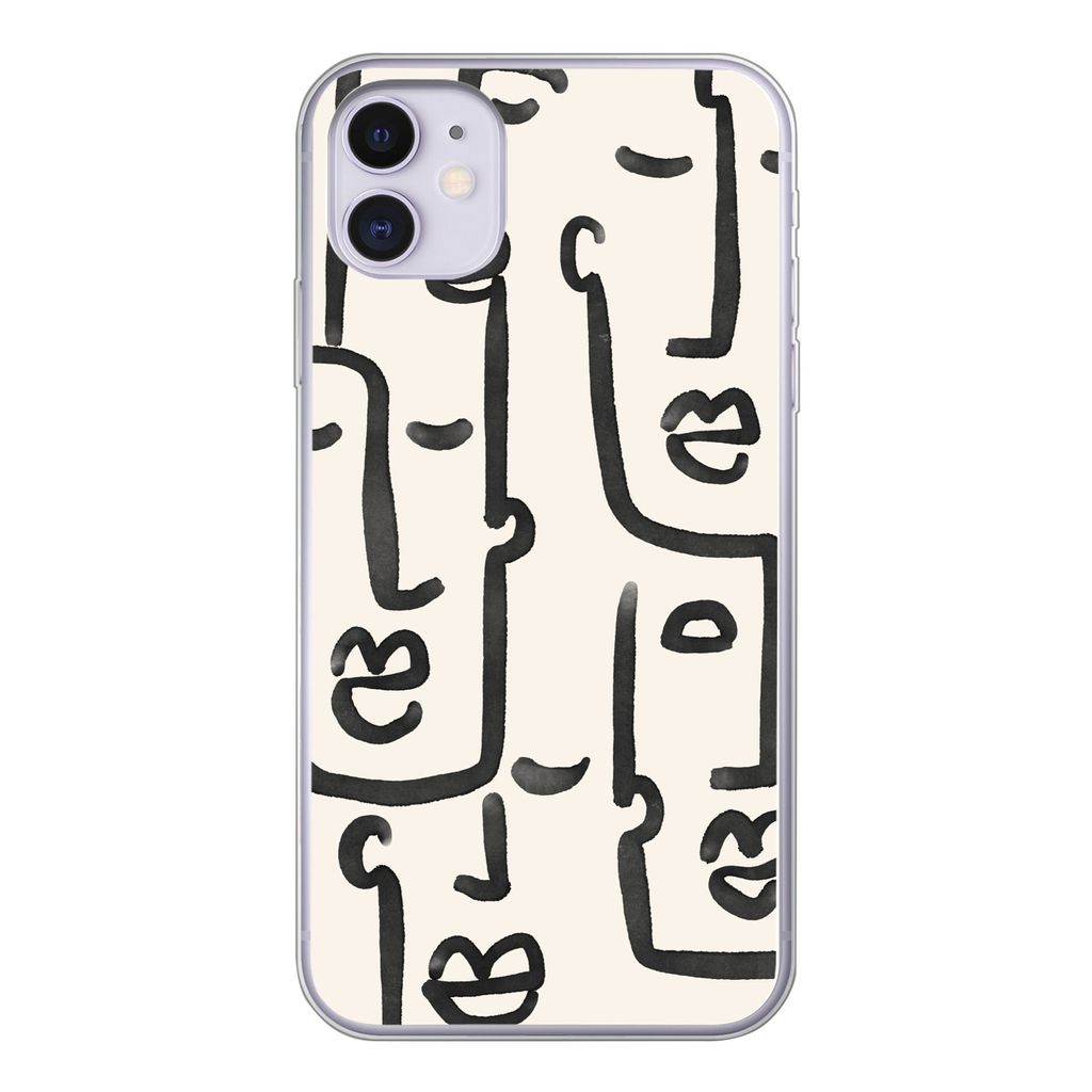 MuchoWow Handyhülle Schutzhülle Hülle für iPhone 11 Muster - Abstrakt - Linienkunst Silikon Softcase Handy Hülle - Handytasche