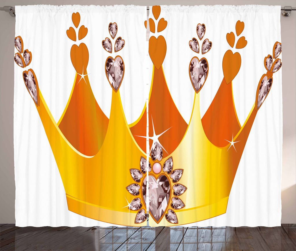 ABAKUHAUS Königin Rustikaler Vorhang, Cartoon Princess Crown, Wohnzimmer Universalband Gardinen mit Schlaufen und Haken, 280 x 175 cm, Mehrfarbig