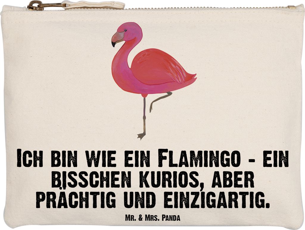 Mr. & Mrs. Panda Schminkbeutel Flamingo Classic Grösse XL Große - Weiß - Geschenk, kosmetiktäschchen, Prächtig, Spruch, Freundin, Rosa, Pouch,...