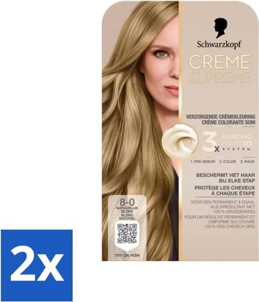 Risparmio Famiglia: Schwarzkopf Creme Supreme 8-0 Biondo Naturale 2pz