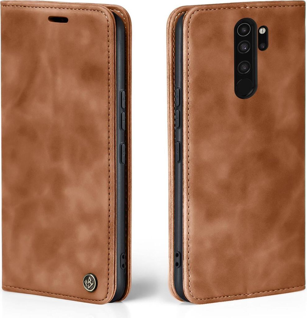 Handy Hülle für Xiaomi Redmi Note 8 Pro Klapphülle Bookcase Flip Cover Handy Tasche Etui Farbe: Hellbraun