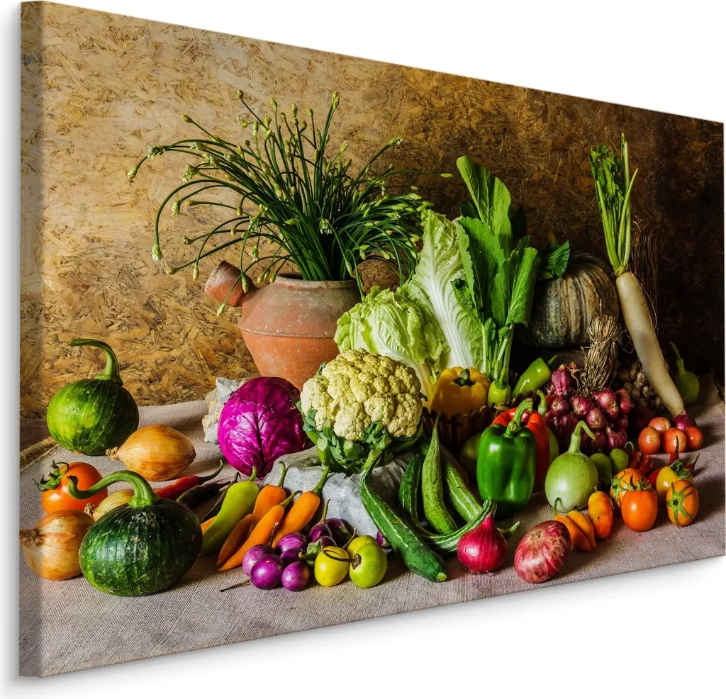 Favolosa carta da parati su tela 70x50 cm XXL stampa d'arte frutta verdura piante vaso