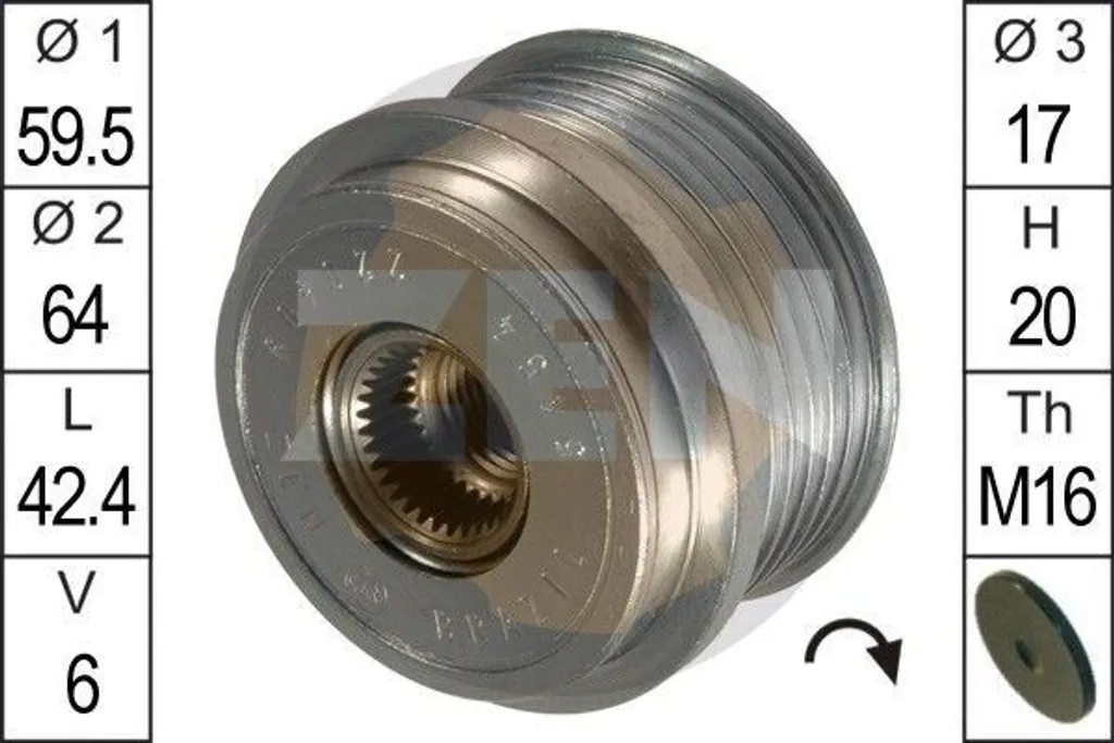 Roue libre d'alternateur ERA ZN5454 pour Hyundai Tucson et Kia Sportage