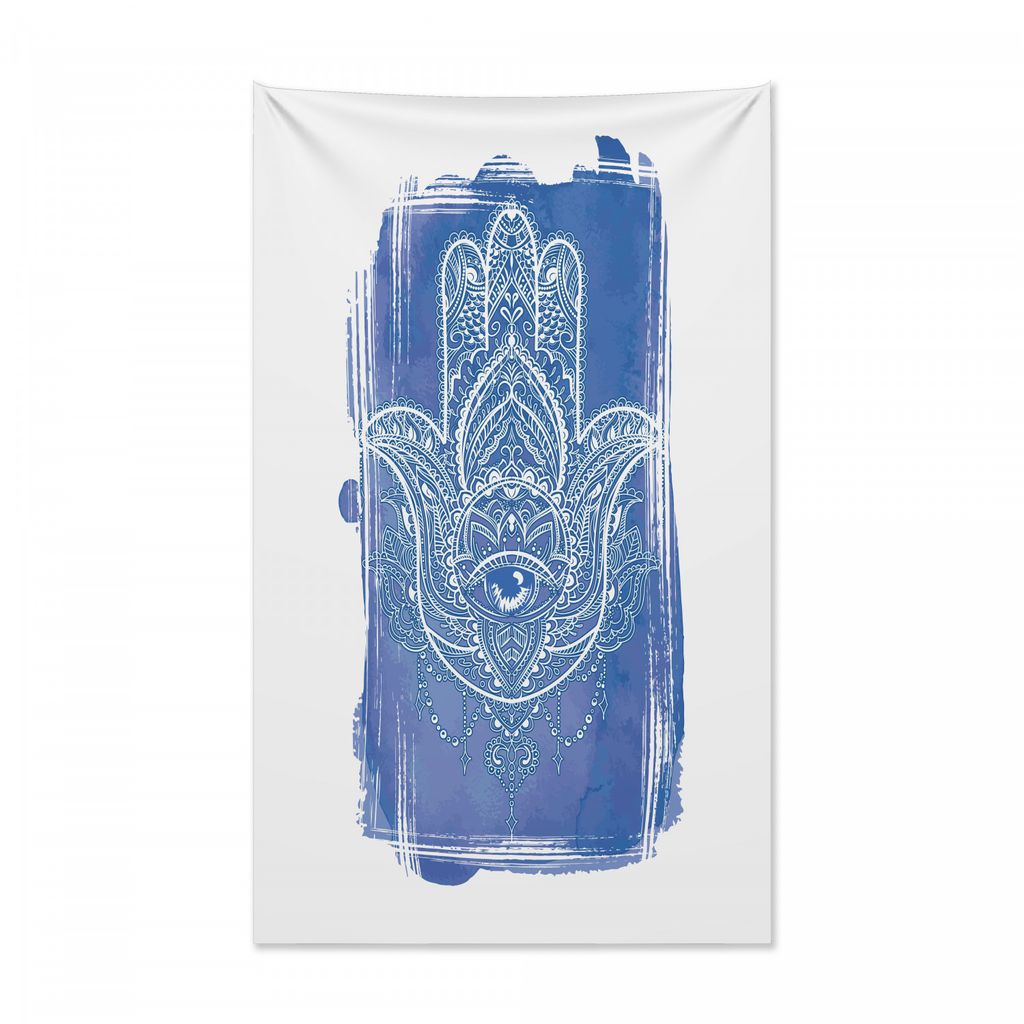 Abakuhaus Hamsa Wandteppich und Tagesdecke, Kunstvolle Mystik aus Weiches Mikrofaser Stoff Kein Verblassen Klare Farben Waschbar, 140 x 230 cm, Wei...