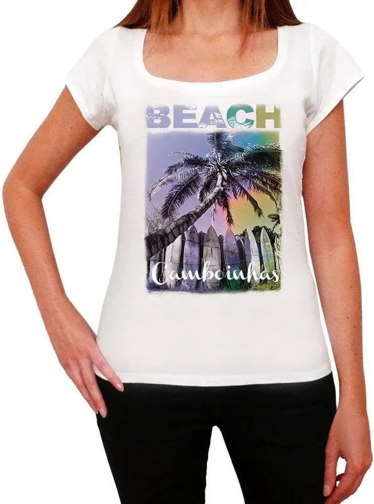 Damen Grafik T-Shirt Camboinhas Strand Palme – Camboinhas Beach Palm – Öko-Verantwortlich Vintage Jahrgang Kurzarm Lustige Druck Geburtstag Ge...