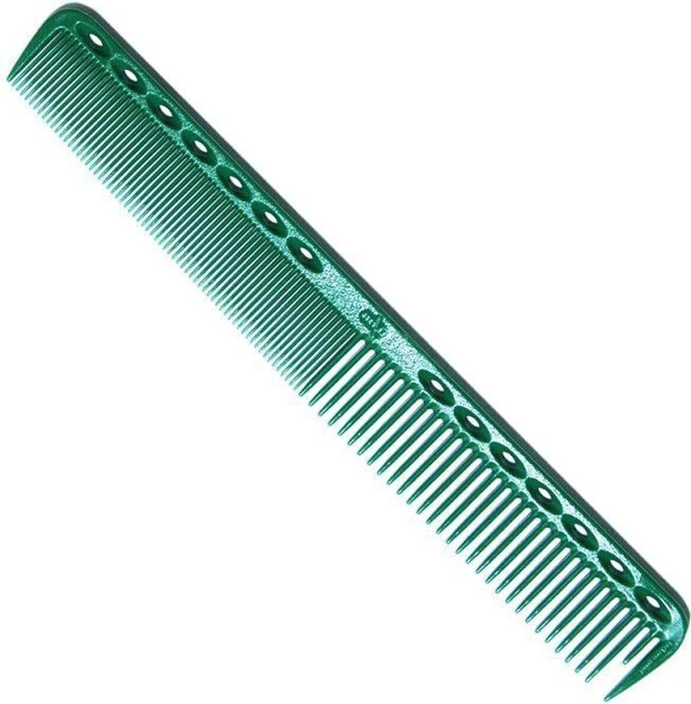 A green comb is shown against a white background.