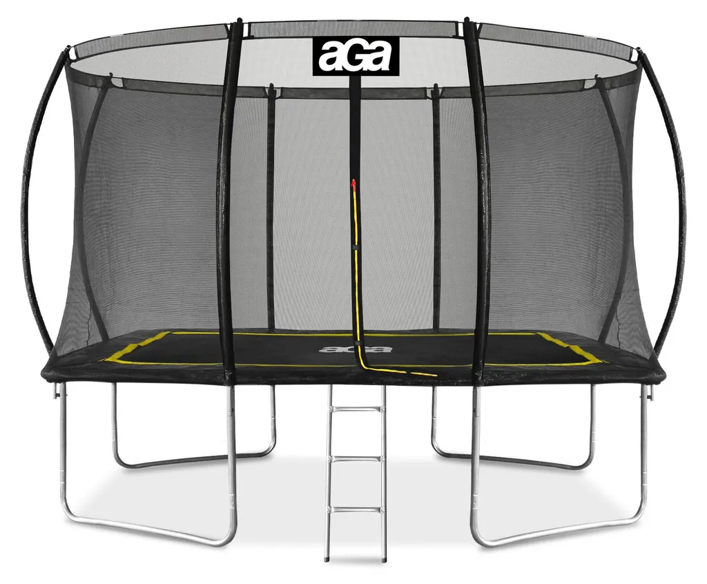 Aga Trampoline Rectangulaire 244x335 cm Noir et Jaune avec Filet