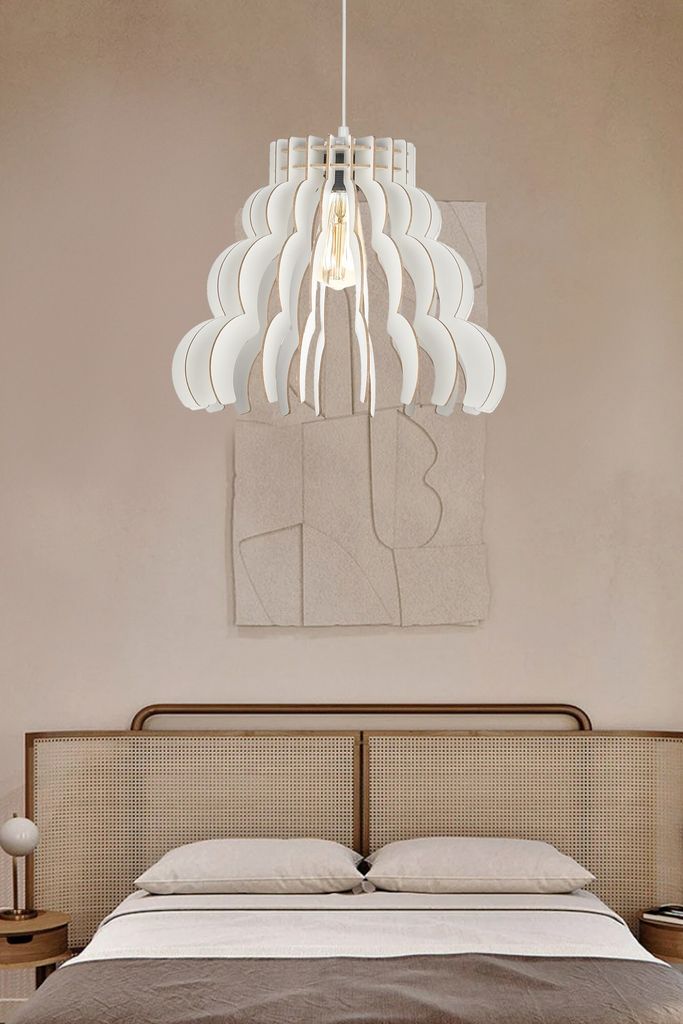 Opviq, Cloudy - White, Kronleuchter, MDF-KÖRPER, Weiß, 31 cm