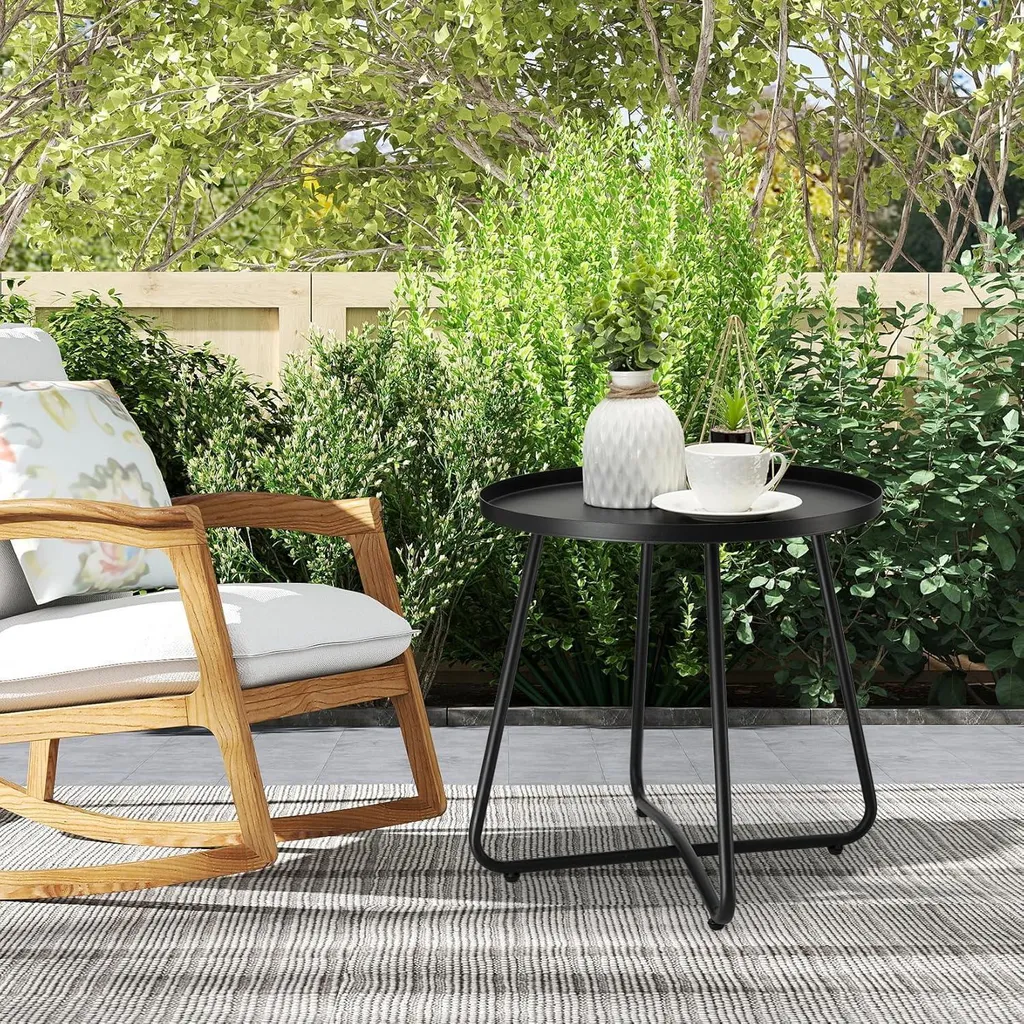 Table d'appoint outdoor en acier noir résistant aux intempéries L40 - 6