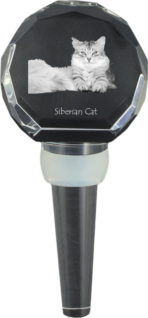 Sibirische Katze - Kristallflaschenverschluss mit Katze, einzigartiger Weinverschluss mit Foto, personalisiertes Geschenk für Sommelier der Marke ...