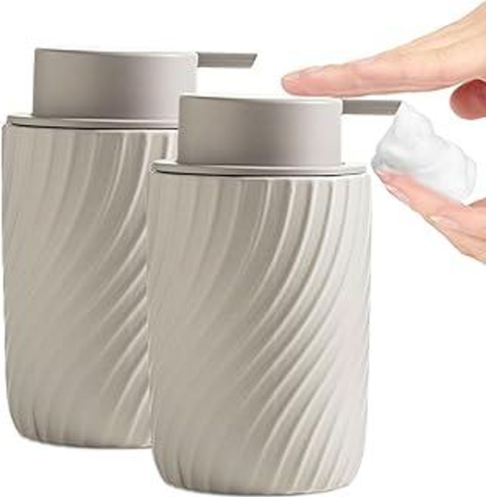 XUDREZ Küche Schaumseifenspender, Modern Seifenspender Schaum Keramik 280 ml, Seifenschaumspender Pumpflasche für Shampoo, Handseife, Duschgel (2...