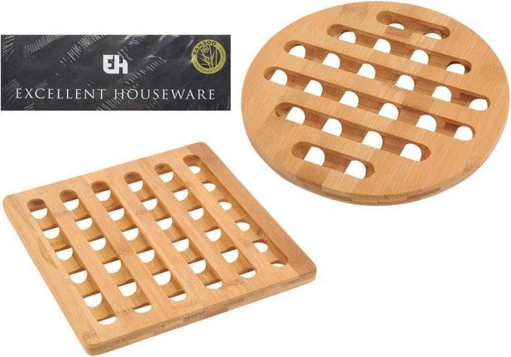 Set mit 2 Haltern für den Excellent Houseware Topf, Bambus, 20 x 0,8 cm, braun