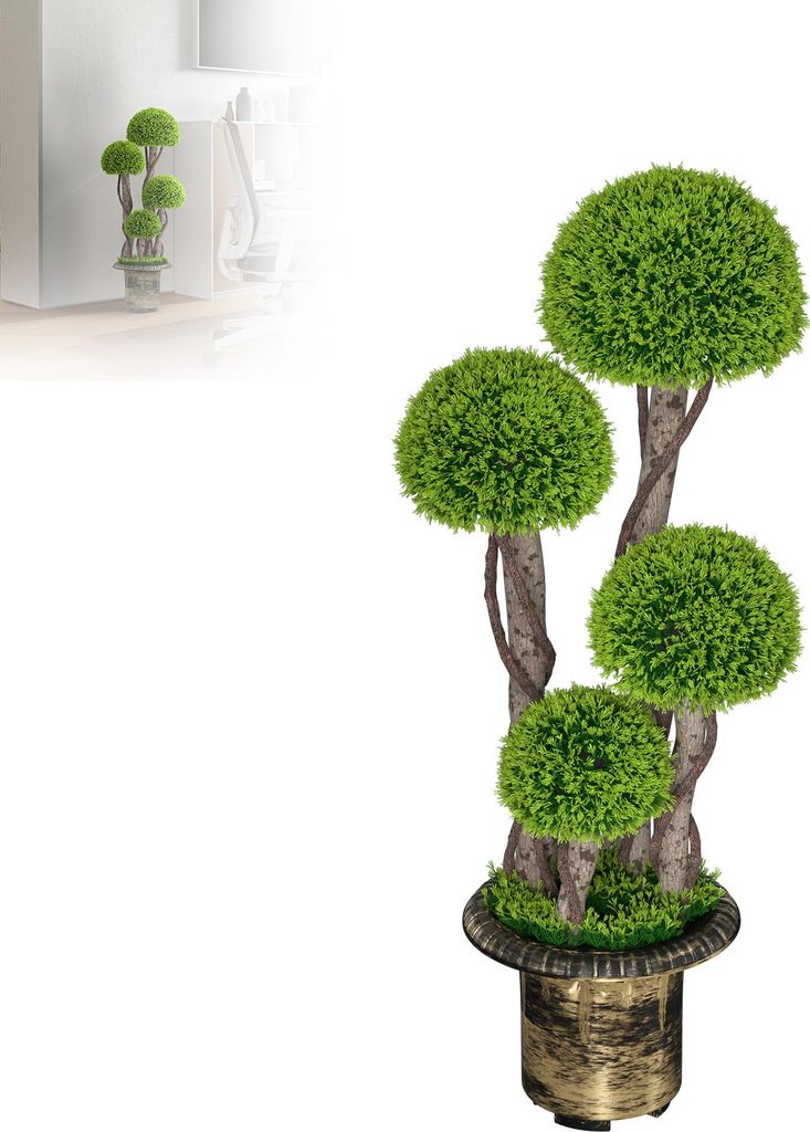 XMTECH Künstliche Pflanzen Pilzbaum im Topf 90 cm 1er-Set – UV-beständig, Immergrün, Pflegeleicht