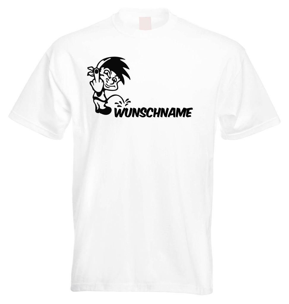 Kiwistar - T-Shirt Herren - weiß - XL - Piss on - Junge mit Finger & Tuch - Pissmännchen - mit Wunschtext personalisiert - Geschenk Mann Vatertag...