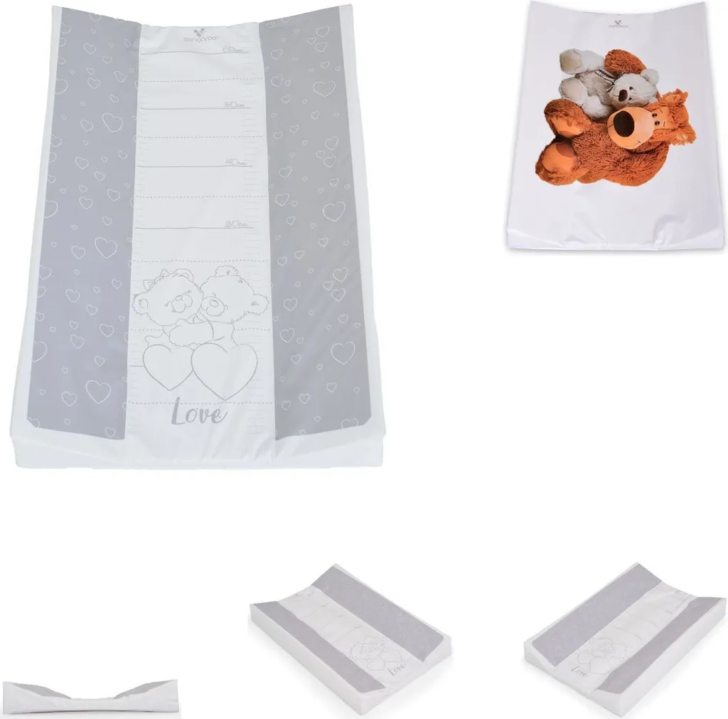 Cangaroo Matelas à Langer Ours 67x44 cm Gris avec Bords Rehaussés