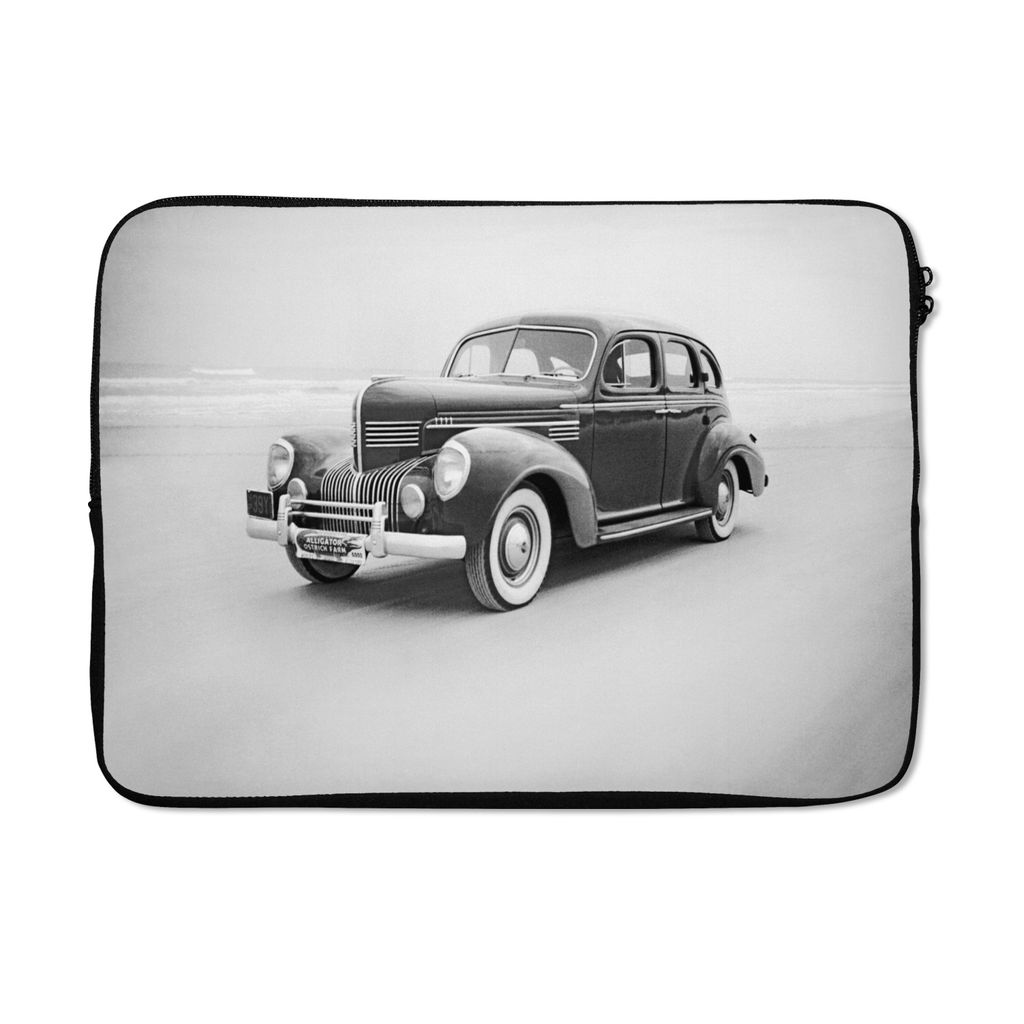 MuchoWow Laptop Hülle 13 Zoll Oldtimer in Schwarz-Weiß-Bild Laptoptasche - Laptophülle - Sleeve - Rundumschutz