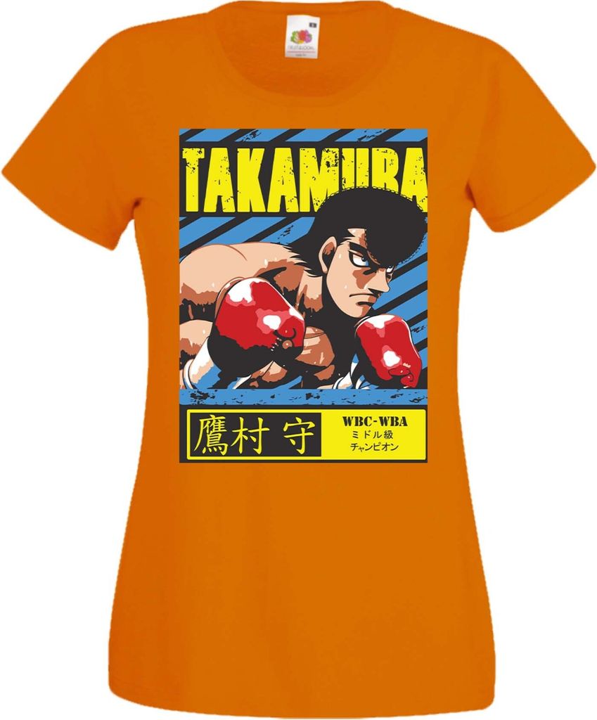 Damen T-Shirt Manga Anime Hajime No Ippo Mamoru Takamura Mamoru Takamura, Lady XS / Orange