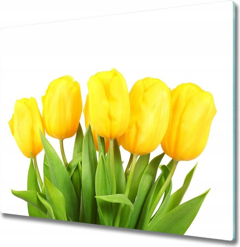 Glasschneidebrett und Induktionsabdeckung 2in1 Gelbe Tulpen 60x52