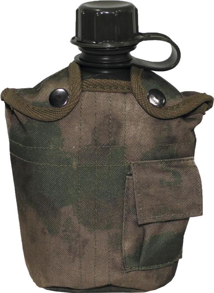 MFH US Plastikfeldflasche, 1 l, Hülle, BPA-frei, HDT-camo FG