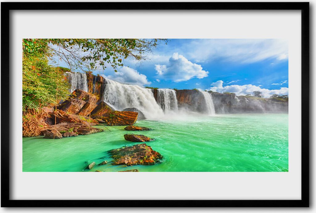 Bild 60x40 MDF-Rahmen Wandkunst Wasserfall See Landschaft