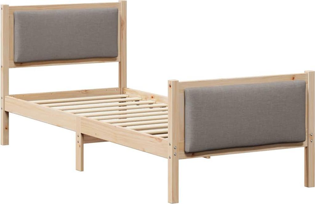 Langlebige Bettrahmen mit Kopfteil Taupe 75 x 190cm Stoff - Möbel338352 - Klassische BettenJugendbett Tagesbett