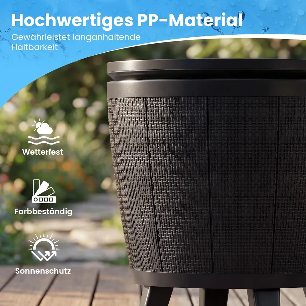 Table de Bar avec Glacière 38 L Résistante aux Intempéries Noire