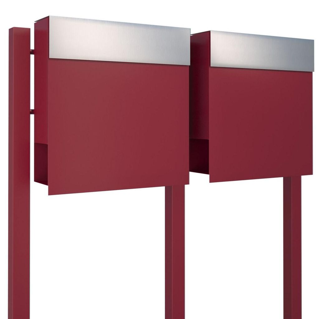 Briefkastenanlage Manhattan for Two in Rot mit Edelstahlklappe