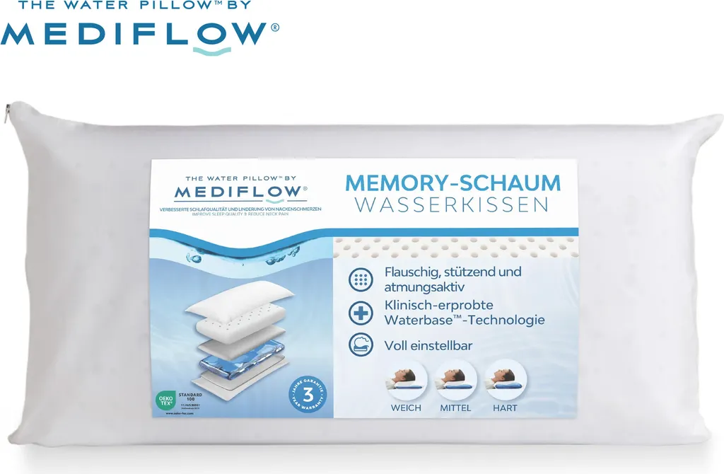Oreiller cervical à eau Mediflow 40x80 avec mousse à mémoire de forme