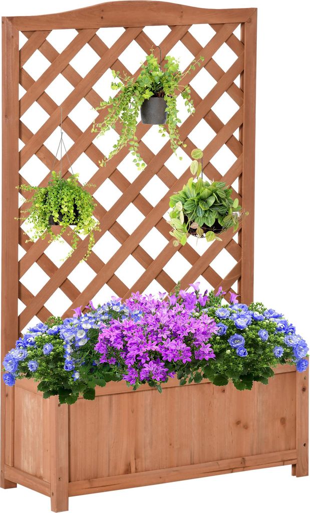 Outsunny Jardiniššre avec treillis, bac š€ fleurs, lit Image du produit 